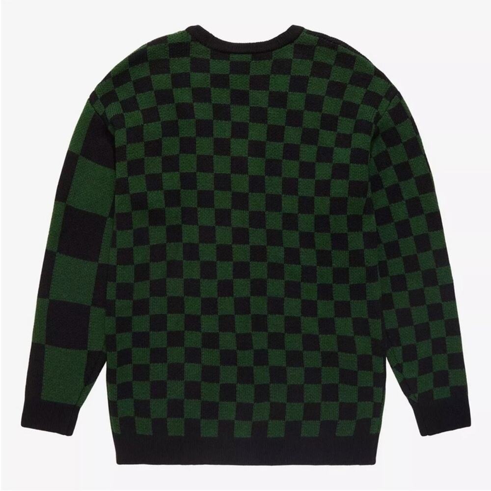 Warner Bros Harry Potter Slytherin Green Black Checkered Sweater Cardigan XS - Picture 11 of 12
